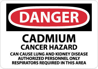 NMC D361RB-DANGER, CADMIUM CANCER HAZARD CAN CAUSE LUNG AND.., 10X14, RIGID PLASTIC (1 EACH)