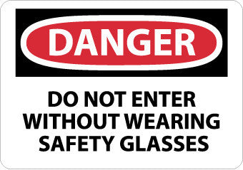 NMC D429RB-DANGER, DO NOT ENTER WITHOUT WEARING SAFETY. . ., 10X14, RIGID PLASTIC (1 EACH)