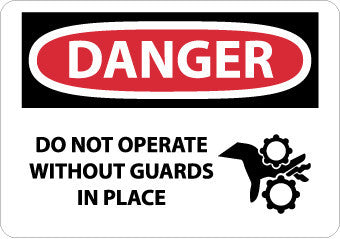NMC D505PB-DANGER, DO NOT OPERATE WITHOUT GUARDS IN PLACE, GRAPHIC, 10X14, PS VINYL (1 EACH)