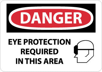 NMC D526AB-DANGER, EYE PROTECTION REQUIRED IN THIS AREA,GRAPHIC, 10X14, .040 ALUM (1 EACH)