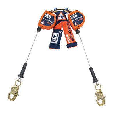 DBI/SALA 3500225 8' Nano-Lok Edge Twin Leg Self-Retracting 3/16" Galvanized Cable Lifeline With Steel Snap Hooks at Leg Ends (1/EA)