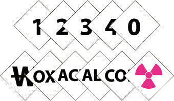 NMC DCLN622-6'' NUMBERS AND SYMBOLS, 3-0, 3-1, 3-2, 3-3, 3-4, ALK, ACID, COR, OX, RADIATION SYMBOL, NO WATER SYMBOLS, PACKAGE 21, P/S VINYL, (1 EACH)