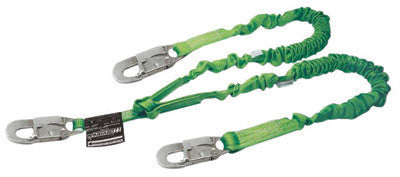Miller 232M-Z7/6FTGN by Honeywell 6' Manyard II Polyester Web Twin-Leg Shock-Absorbing Lanyard With (3) 3/4" Locking Snap Hooks (1/EA)