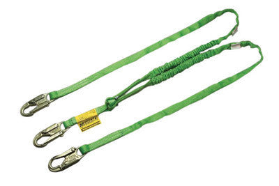 Miller 232TWLS/6FTGN by Honeywell 6' Manyard HP Polyester Web Twin-Leg Shock-Absorbing Lanyard With (3) 3/4" Locking Snap Hooks (1/EA)