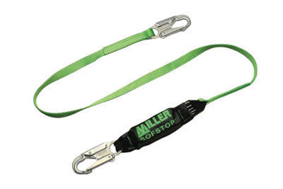 Miller 913TWLS/6FTGK by Honeywell 6' HP Polyester Web Single-Leg Lanyard With (2) Locking Snap Hooks And SofStop Shock Absorber (1/EA)