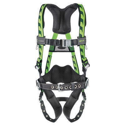 Miller ACA-TB-BDP/UGN by Honeywell Large/X-Large DuraFlex AirCore Green Harness With Back And Side D-Rings, Quick-Connect Chest Strap Buckle, Tongue Leg Strap Buckle, Lumbar Pad, Removable Belt And Aluminum Hardware (1/EA)