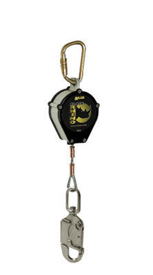 Miller CFL29FT by Honeywell 9' Black Rhino Self-Retracting Stainless Steel Wire Rope Lifeline With Steel Twist-Lock Carabiner Unit Connector And Locking Swivel Snap Hook With Load Indicator Lanyard Connector (1/EA)