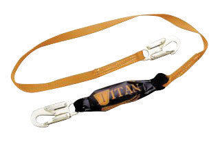 Miller T6111/6FTAF by Honeywell 6' Titan Polyester Web Single-Leg Lanyard With (2) 3/4" Locking Snap Hooks And Shock Absorber Pack (1/EA)