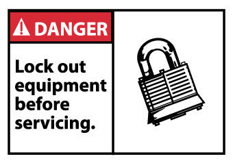 NMC DGA18AP-DANGER, LOCKOUT EQUIPMENT BEFORE SERVICING (GRAPHIC), 3X5, PS VINLY (PAK OF 5)