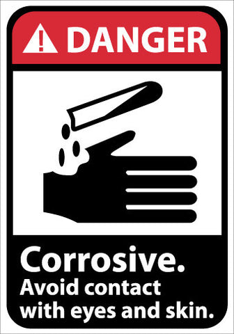 NMC DGA3PB-DANGER, CORROSIVE AVOID CONTACT WITH EYES AND SKIN (W/GRAPHIC), 14X10, PS VINYL (1 EACH)