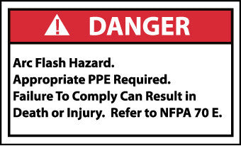NMC DGA60AP-DANGER, ARC FLASH HAZARD APPROPRIATE PPE REQUIRED FAILURE TO COMPLY CAN RESULT IN DEATH OR INJURY REFER TO NFPA 70E, 3X5, PS VINYL (PAK OF 5)