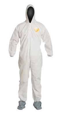 DuPont PB122SWHXL0025 X-Large White SafeSPEC 2.0 12 mil ProShield Basic Chemical Protection Coveralls With Standard Fit Hood, Skid-Resistant Boots And Elastic Wrists (1/EA)