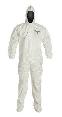 DuPont SL122BWH2X00 2X White SafeSPEC 2.0 12 mil Tychem SL Saranex 23-P Film Laminated Chemical Protection Coveralls With Bound Seams, Standard Fit Hood, Socks And Elastic Wrists (1/EA)