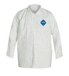 DuPont TY303SWHMD005000 Medium White 30 7/8" Safespec 2.0 5.4 mil Tyvek Disposable Shirt With 5 Snap Front Closure, Collar, Open Wrist And Long Sleeves (50 Per Case) (1/EA)