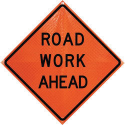 Dicke Safety RUR36200RWA Products 36" Black And Orange Polycarbonate Reflective Roll-Up Traffic Sign "Road Work Ahead" (1/EA)