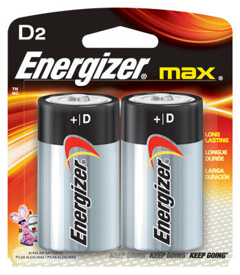 Energizer E95BP-2 Eveready MAX 1.5 Volt D Alkaline Battery With Flat Contact Terminal (2 Per Card) (1/PK)