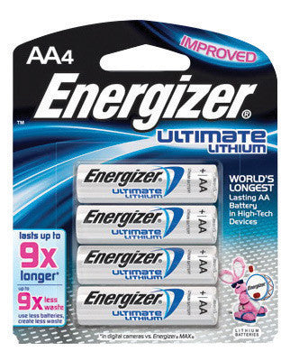 Energizer L91BP-4 Ultimate e2 1.5 Volt AA Cylindrical Lithium Battery (4 Per Card) (1/PK)