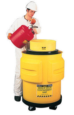Eagle 1612 31" X 33" Yellow Polyethylene 1-Drum Spill Control Containment Unit With 65 Gallon Spill Capacity Without Drain (1/EA)