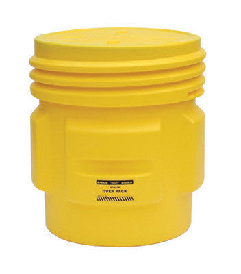 Eagle 1661 27 1/8" Top Dia X 25 15/16" Bottom Dia X 33 3/4" Haz-Mat Yellow HDPE Containment Overpack Drum With 65 Gallon Spill Capacity And Screw Top Lid (1/EA)