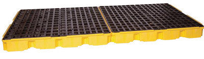 Eagle 1688 103" X 51 1/2" X 6 1/2" Yellow HDPE 8-Drum Low-Profile Spill Containment Platform With 121 Gallon Spill Capacity Without Drain (1/EA)