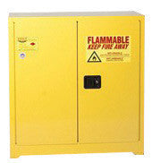 Eagle 1932 30 Gallon Yellow 18 Gauge Steel Safety Storage Cabinet With (2) Manual Close Doors, (1) Shelf, (2) Vents, Warning Labels And 3-Point Latch System (For Flammable Liquids) (1/EA)