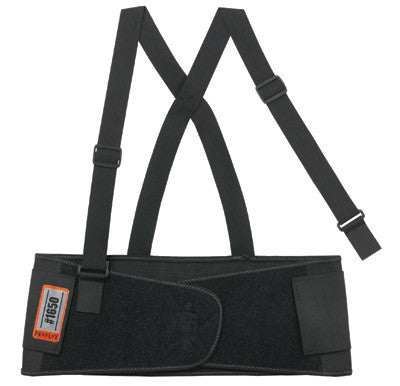 Ergodyne 11093 Medium 7 1/2" Black ProFlex 1650 Elastic Economy Back Support With 5" Single Strap Closure, Rubber Track, Polypropylene Stays And Detachable Suspenders (1/EA)