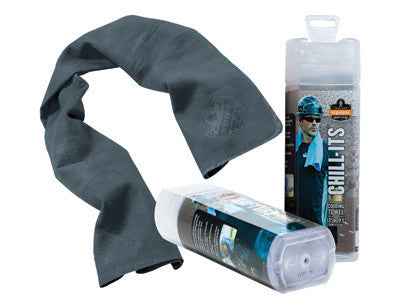 Ergodyne 12438 13" X 29 1/2" Gray Chill-Its 6602 PVA Evaporative Cooling Towel (1/EA)