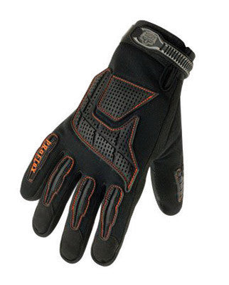 Ergodyne 16232 Small Black ProFlex 9015F(X) Full Finger Pigskin Anti-Vibration Gloves With Woven Elastic Cuff, Polymer Palm Pad, Pigskin Leather Palm And Fingers And Low Profile Closure (1/PR)