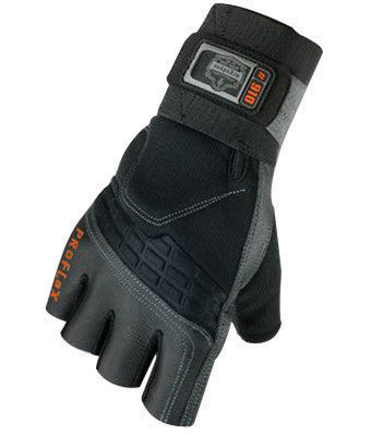 Ergodyne 17723 Medium Black ProFlex 9012 Full Finger Pigskin Anti-Vibration Gloves With Woven Elastic Cuff, Polymer Palm Pad, Pigskin Leather Palm And Fingers, Low Profile Closure And Neoprene Knuckle Pad (1/PR)