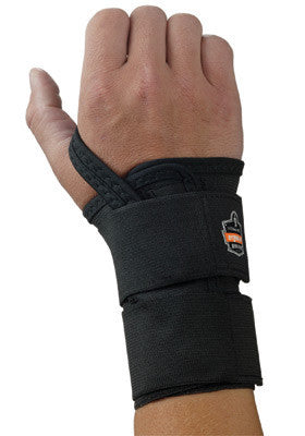 Ergodyne 70032 Small Black ProFlex 4010 Elastic Double Strap Left Hand Wrist Support With Two-Stage Hook And Loop Closure And Open-Center Stay (1/EA)