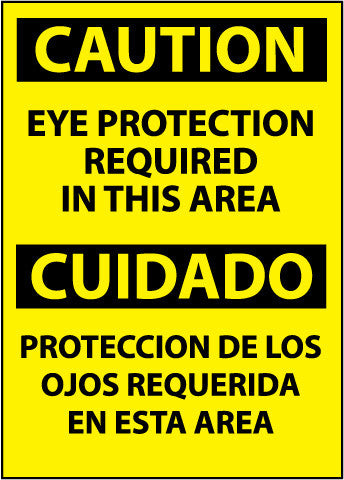 NMC ESC26RB-CAUTION, EYE PROTECTION REQUIRED IN THIS AREA (BILINGUAL), 14X10, RIGID PLASTIC (1 EACH)