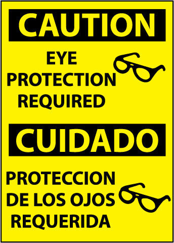 NMC ESC701PB-CAUTION, EYE PROTECTION REQUIRED, (GRAPHIC), BILINGUAL, 14X10, PS VINYL (1 EACH)