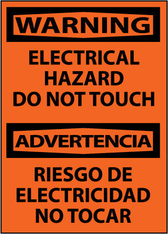NMC ESW500PB-WARNING, ELECTRICAL HAZARD DO NOT TOUCH BILINGUAL, 14X10, PS VINYL (1 EACH)