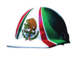 Fiber-Metal E2RW00A285 By Honeywell White Class E Type I SuperEight Thermoplastic Cap Style Hard Hat With 8-Point Ratchet Suspension And Mexican Flag Graphic (1/EA)