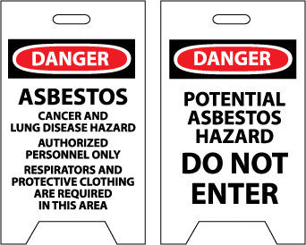 NMC FS14-FLOOR SIGN, DBL SIDE, DANGER ASBESTOS . . .DANGER POTENTIAL ASBESTOS HAZARD . . ., 20X12 (1 EACH)