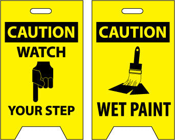 NMC FS2-FLOOR SIGN, DBL SIDE, CAUTION WATCH YOUR STEP CAUTION WET PAINT, 20X12 (1 EACH)