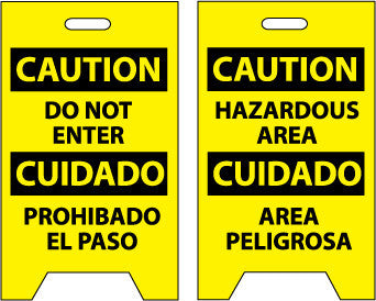NMC FS31-FLOOR SIGN, DBL SIDE, CAUTION DO NOT ENTER CAUTION HAZARDOUS AREA (BILINGUAL), 20X12 (1 EACH)
