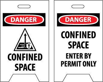 NMC FS33-FLOOR SIGN, DBL SIDE, DANGER CONFINED SPACE DANGER CONFINED SPACE ENTER BY PERMIT ONLY, 20X12 (1 EACH)