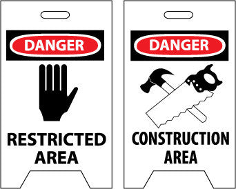 NMC FS35-FLOOR SIGN, DBL SIDE, DANGER RESTRICTED AREA DANGER CONSTRUCTION AREA, 20X12 (1 EACH)