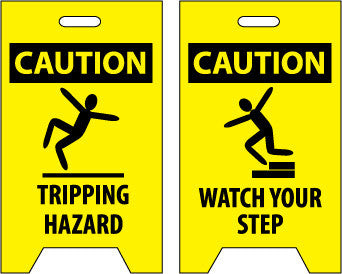NMC FS36-FLOOR SIGN, DBL SIDE, CAUTION TRIPPING HAZARD CAUTION WATCH YOUR STEP, 20X12 (1 EACH)
