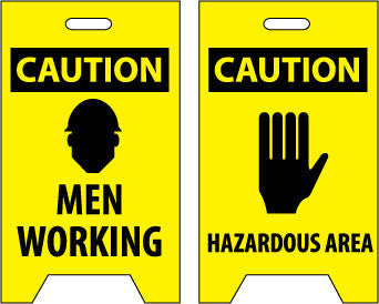 NMC FS3-FLOOR SIGN, DBL SIDE, CAUTION MEN WORKING CAUTION HAZARDOUS AREA, 20X12 (1 EACH)