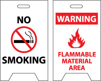 NMC FS7-FLOOR SIGN, DBL SIDE, NO SMOKING WARNING FLAMMABLE MATERIAL AREA, 20X12 (1 EACH)
