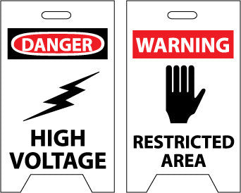 NMC FS9-FLOOR SIGN, DBL SIDE, DANGER HIGH VOLTAGE WARNING RESTRICTED AREA, 20X12 (1 EACH)