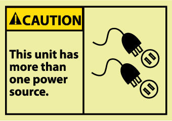 NMC GCGA16AP-CAUTION, THIS UNIT HAS MORE THAN ONE POWER SOURCE, 3X5, PS VINYLGLOW (PAK OF 5)