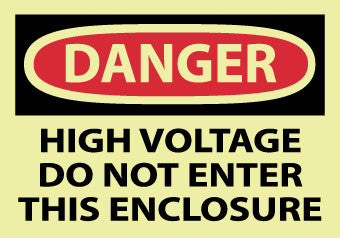 NMC GD289AP-DANGER, HIGH VOLTAGE DO NOT ENTER THIS ENCLOSURE, 3X5, PS VINYLGLOW (PAK OF 5)