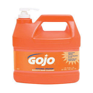 GOJO 0948-04 1/2 Gallon Bottle White to Gray Natural Orange Citrus Scented Smooth Hand Cleaner With Pump Dispenser (4 Per Case) (4/EA)