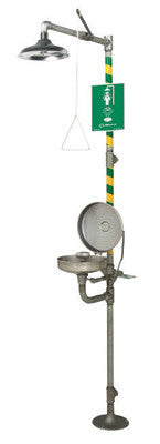 Haws 8330 AXION MSR Combination Eye Wash Station And Face Wash Station With Drench Shower Head And Eye/Face Wash Head, Stainless Steel Pull Rod, Shower Valve, Bowl, Dust Cover And Mounting (1/EA)