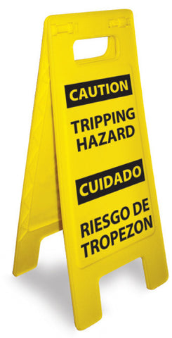 NMC HDFS207-HEAVY DUTY FLOOR SIGN, CAUTION TRIPPING HAZARD (BILINGUAL), 24.63 X10.75 (1 EACH)