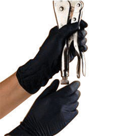 High Five N643 Large Black 9.6" Onyx 3.5 mil Latex-Free Nitrile Ambidextrous Non-Sterile Exam Grade Powder-Free Disposable Gloves With Textured Finger Tip Finish And Beaded Cuff (100 Gloves Per Box) (1/BX)