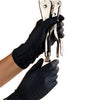 High Five N643 Large Black 9.6" Onyx 3.5 mil Latex-Free Nitrile Ambidextrous Non-Sterile Exam Grade Powder-Free Disposable Gloves With Textured Finger Tip Finish And Beaded Cuff (100 Gloves Per Box)  (1/BX)